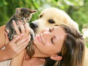 Dogs and cats healing people to relax
